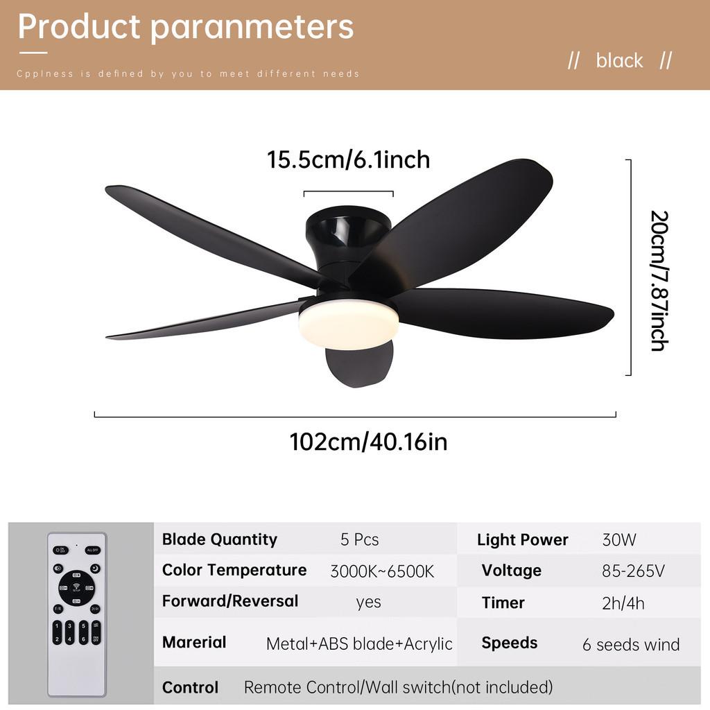 3 Color Temperatures Electric Ceiling Fan Light 25/36/42inch Silent Inverter Ceiling Fan Lamp Energy-Saving Home Lighting Fan