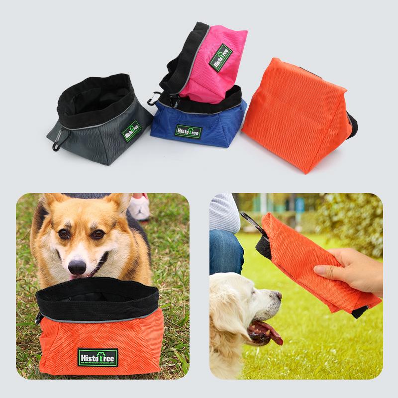 

Pet folding bowl can be stored, cat and dog bowl, outdoor portable dog food basin, pet supplies рожевий червоний колір