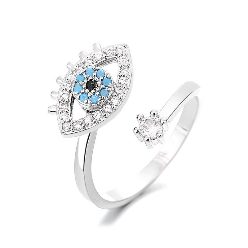 High-End Adjustable Rotating Evil Eye Ring: European & American Fashion Decompression Jewelry