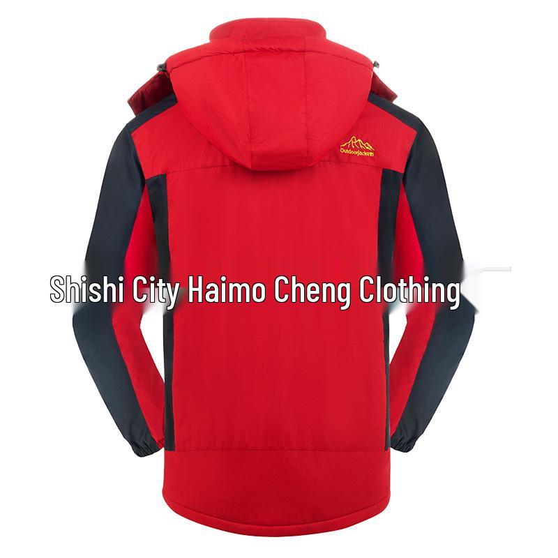 Men's Plus Size Hooded Winter Jacket: Thickened Velvet, Warm Cotton Coat for Outdoor Mountaineering
