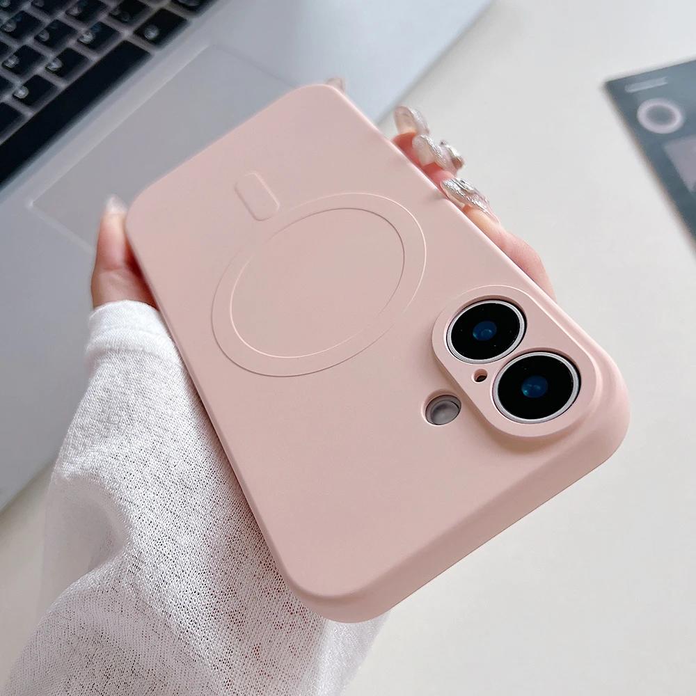 Titanium Gray Liquid silicon magnetic charging case for iPhone 16 15 14 13 12 11 Pro Max Plus full shockproof magsafe phone case