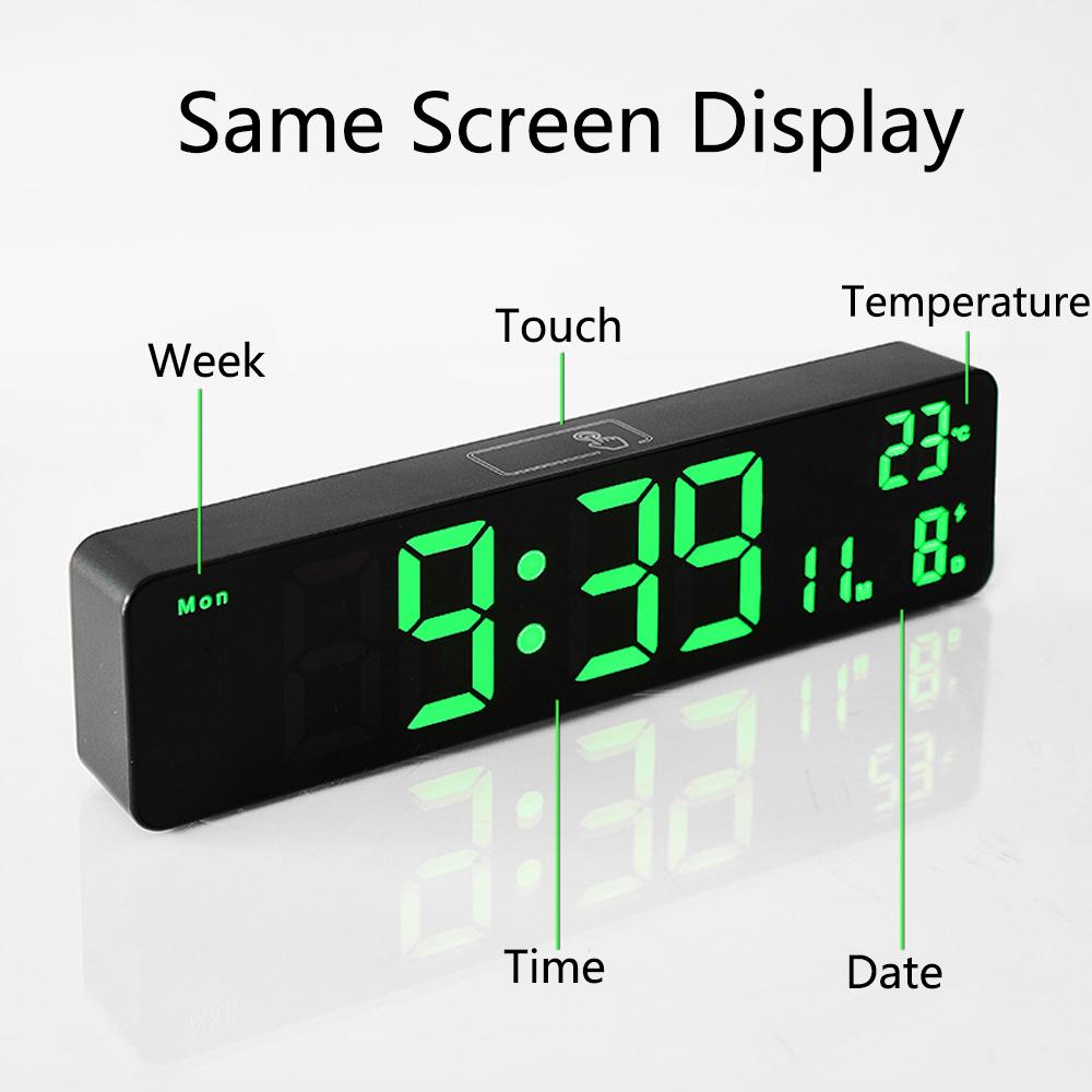 10" LED Digital Wall Clock with Date Display Temperature Alarm Clock