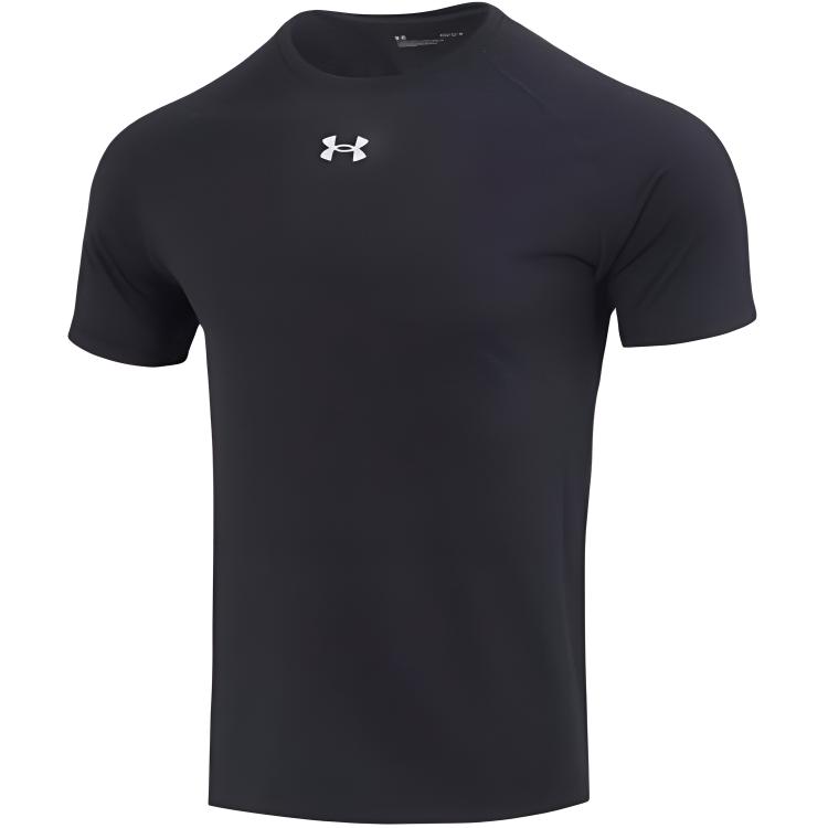 Under Armour Crew Neck Pullover Short Sleeve Top And Elastic Shorts Casual Sports Set Men Sets Black 23500511-001+22500214-001