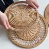 Bohemian Style Handmade Rattan Wall Hang Decor Round Wicker Tray Woven Wall Hanging Decor Country Style For Living Room Bedroom