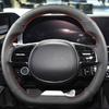 DIY Black Leather Renovation Car Steering Wheel Cover Braid Red Stitching Interior for Hyundai IONIQ 5 IONIQ 6