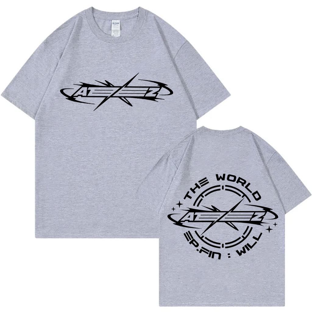 Ateez New Album The World Ep Fin Will Graphic T Shirts Unisex Women Kpop Hip Hop Oversized Tshirts Fashion Casual Cotton Tshirt