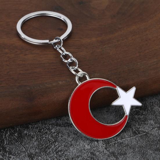 Metal Buckle Keychain Pendant, Zinc Alloy Key Ring with Star Moon Design, Keys Bags Suitcases Charm