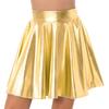 Dámská lesklá kovová minisukně s vysokým pasem Clubwear Rave Party Dance Kostým