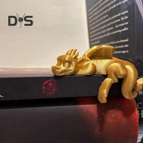 Sleeping Dragon Bookshelf Decor 3D Printed Dragon Figurine Book Nook Sleeping Dragon Shelf Decoration for Book Lovers And Fantasy Enthusiasts