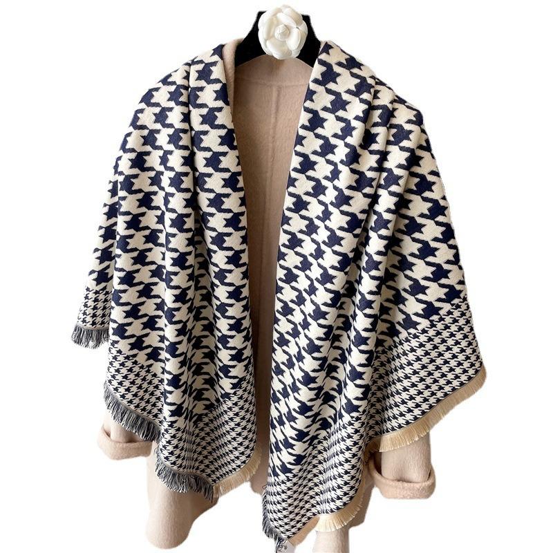 Thousand Birds Plaid Scarf Winter Warm Thickened Shawl x125m Square Scarf Imitation Cashmere Scarf New