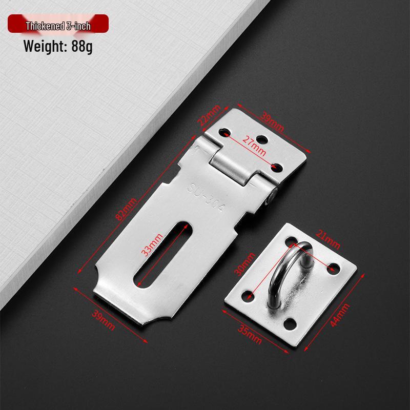 304 Stainless Steel Anti-theft Lock Plate for Cabinets and Drawers, Thickened 2.0, Old-fashioned Style Door Hasp and Staple Padlock.
