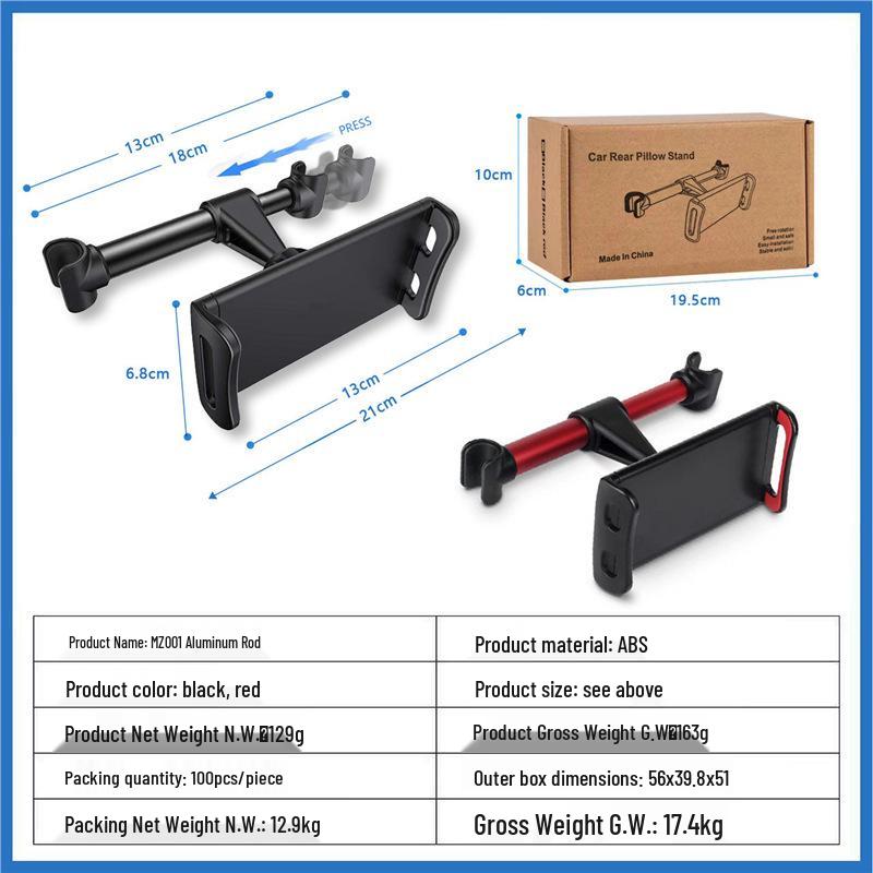 Lazy Person Car Seat Backrest Holder for Phones & Tablets - Rotating and Telescopic Design