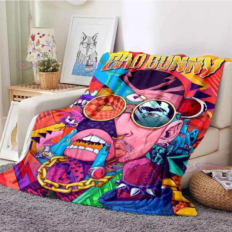 Karikatür Kötü Tavşan Battaniye Flanel Battaniyeler Pop Latin Müzik Sıcak Peluş polar şal battaniye Yetişkinler için Kanepe Yatak Tüm Sezon