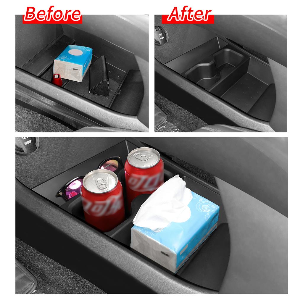 for Hyundai Santa Fe 2024 2025 Storage Box Cup Holder Anti Dirt Pad Car Interior Accessories Organizer Tidying Black