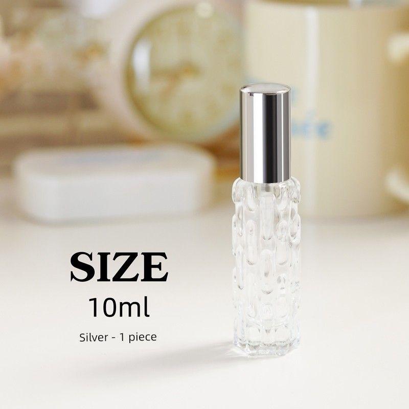 

Perfume Refill Bottle, Classy Portable 10ml Sample Bottle, Press Bottle, Glass Spray Replacement Bottle, Spray Bottle [Trial Pack] 1 Bottle, Silver 10ml