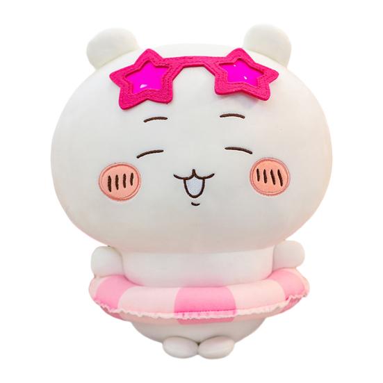 Summer Cat Plush Toy with Sunglasses And Float, Large Soft Pillow Stuffed Animal, Cuddly Beach Doll for Sofa, Gift for Girls