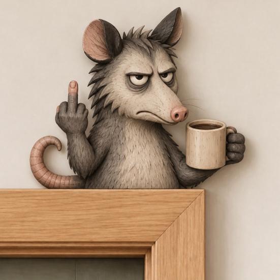 Farmhouse Door Topper Decor Middle Finger Animal Corner Sign, Funny Wooden Winter Seasonal Frame Decoration, Wall Hanging Ornament for Festive Doorway