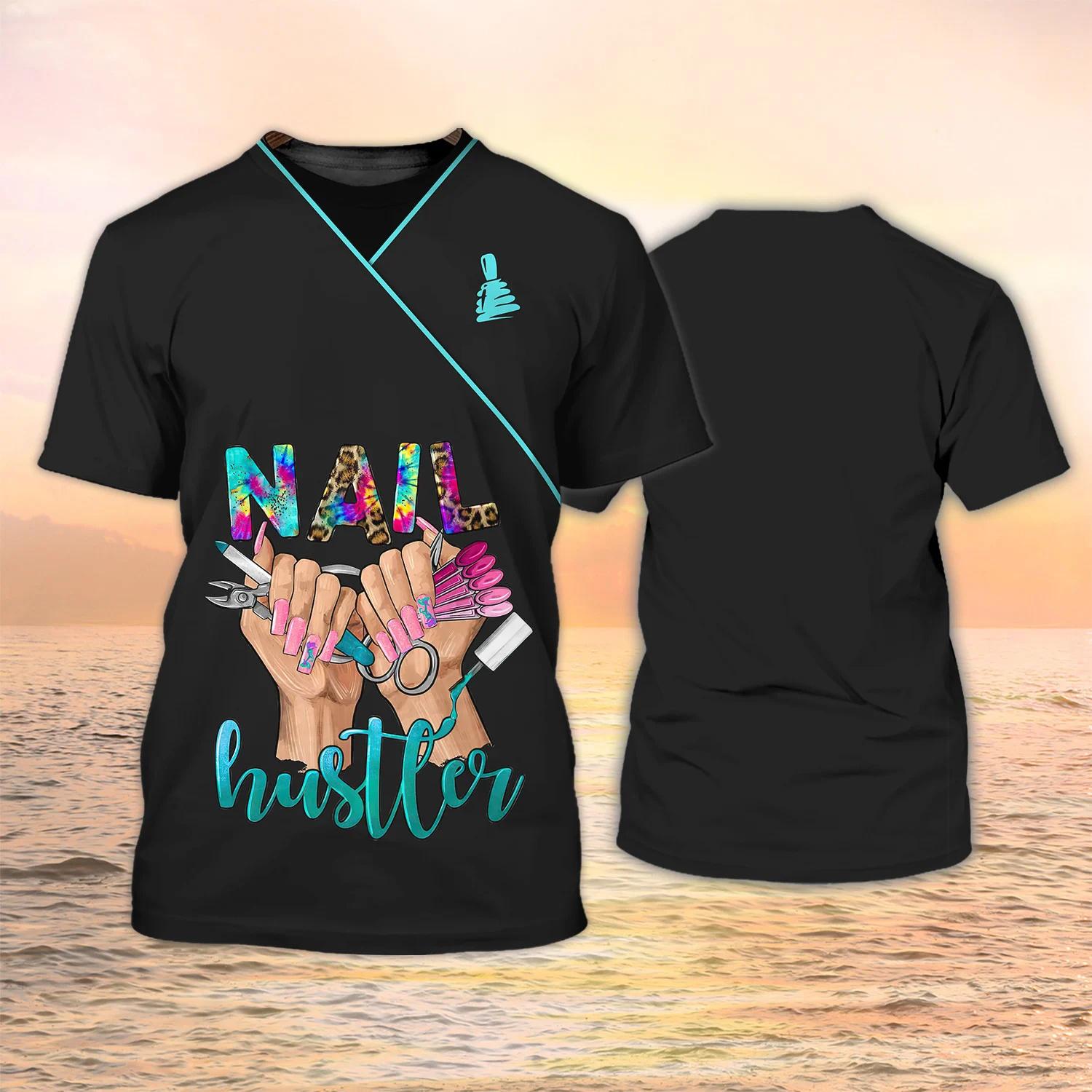 

Рубашка маникюрши, женская футболка с 3D-лаком для ногтей с принтом Harajuku, футболки с короткими рукавами, летний модный пуловер, женские повседневные топы 6XL