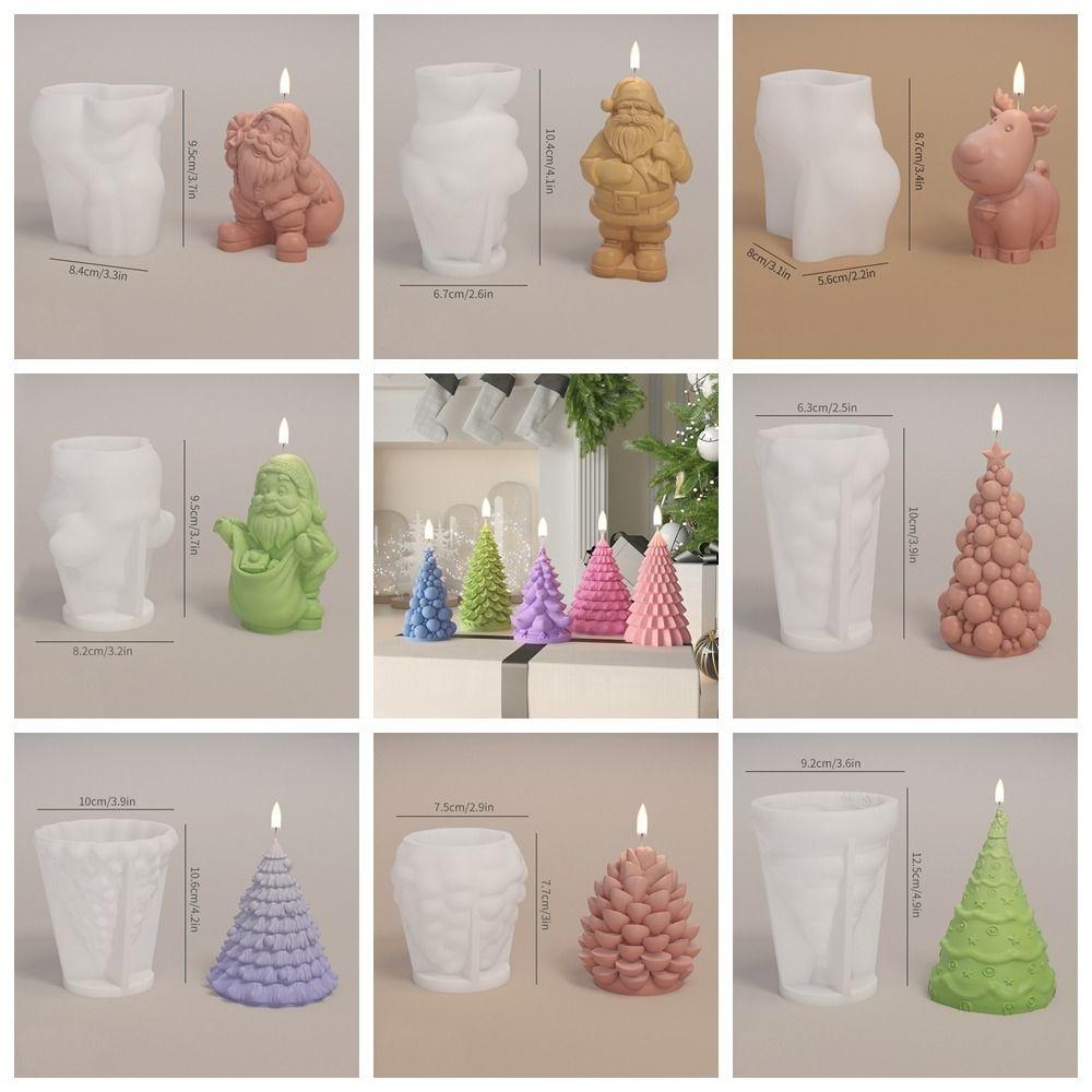 Elk Christmas Candle Mold Christmas Tree Plaster Mold Candle Making Tools  Festival Decorations