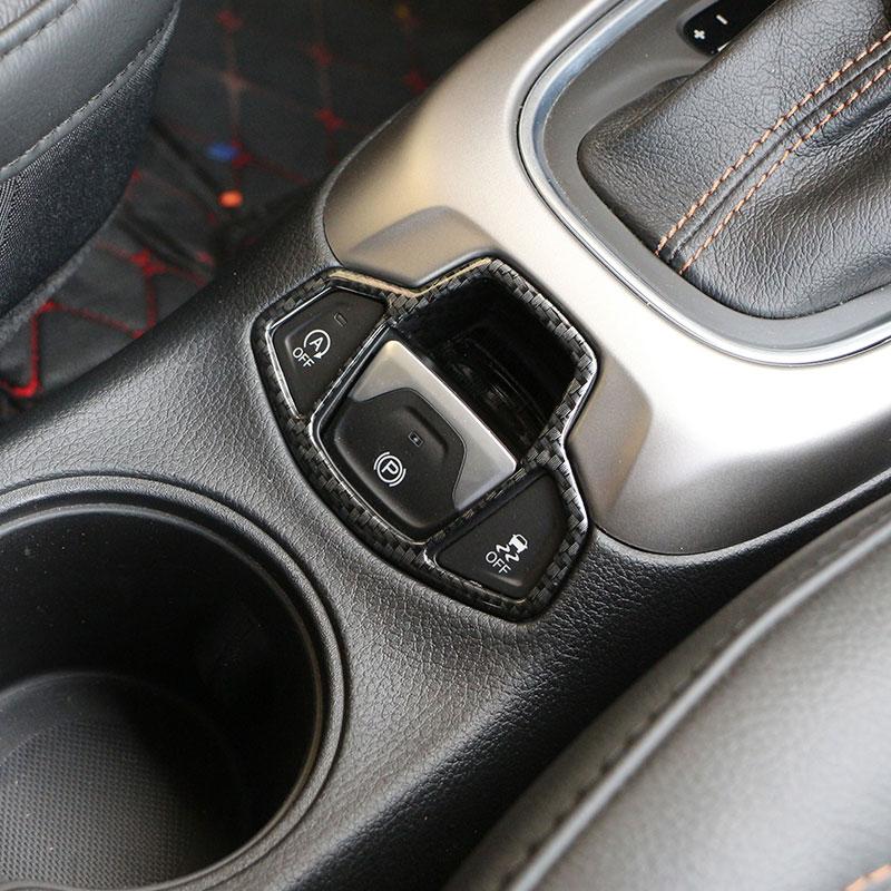 Auto Handbremsknopf Aufkleber Abdeckung Zierleiste für Jeep Renegade 2014 - 2023 Compass 2017 - 2020 Innenraumzubehör