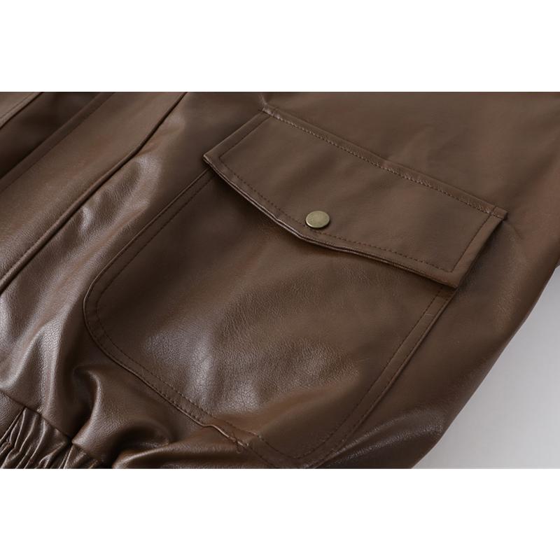 Χειμερινό Γυναικείο Παλτό από Ψεύτικη Γούνα με Γούνινο Γιακά Μαύρο Φαρδύ Παχύ Ζεστό Streetwear Πλούσιο Patchwork Δερμάτινο Ρούχο Τοπ