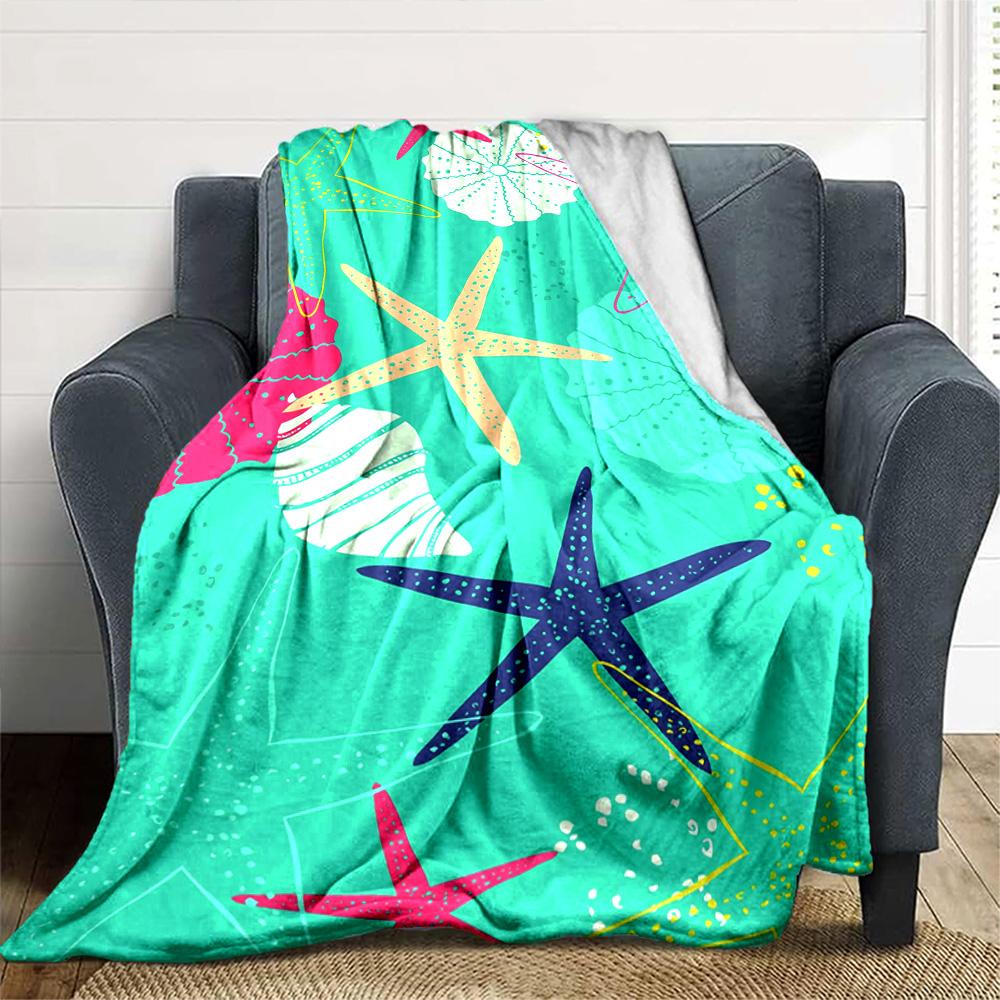 Meeresfisch Qualle Muschel Druck Flanell Decke Hohe Qualität Warm Bequem Decke für Alle Jahreszeiten Perfekt für Geschenke Heimdeko