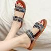 Mode Böhmischer Stil Runde Zehe Niedriger Absatz Hausschuhe Frauen Vintage Sommer Rutschfest Flache Sandale Weiblich Lässig 2025 Patchwork Pantoletten Mujer
