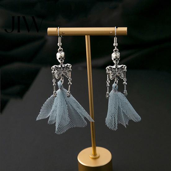 Dangle Drop Earrings 1 Pair Halloween Earrings, Spooky Gothic Skeleton Punk Skull Articulated Jewelry for Women Party Accessories