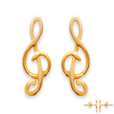 [A0371] - Brincos "Clave de Sol" Banhados a Ouro