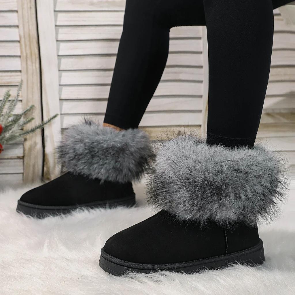 Fashion Winter Women Boots Suede Thermal Sleeves Keep Warm Mid-Calf Snow Boots Ladies Comfortable Platform Shoes Zapatos Mujer Size 43