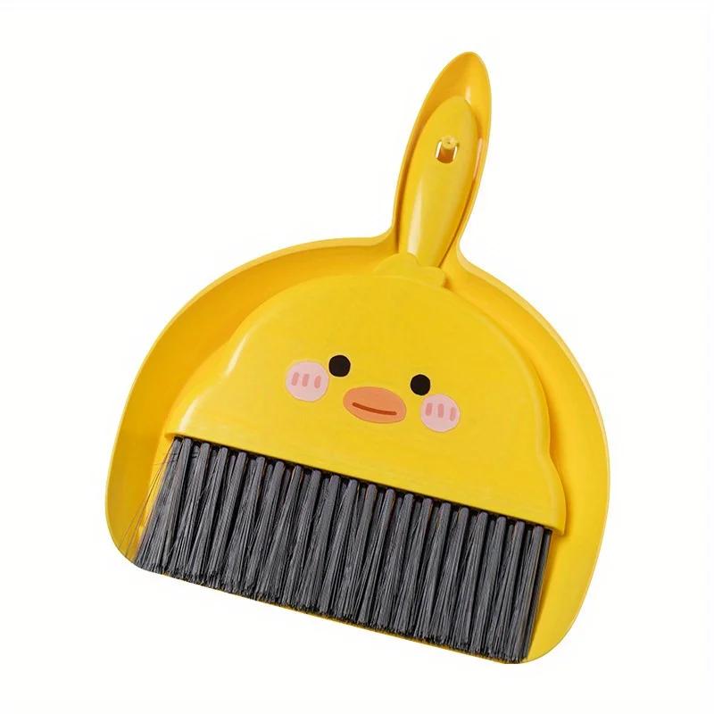 2pcs/set Duck Desktop Mini Broom Set, Desktop Cleaning Tool, Mini Dustpan Combination Broom, Bed Garbage Shovel жёлтый