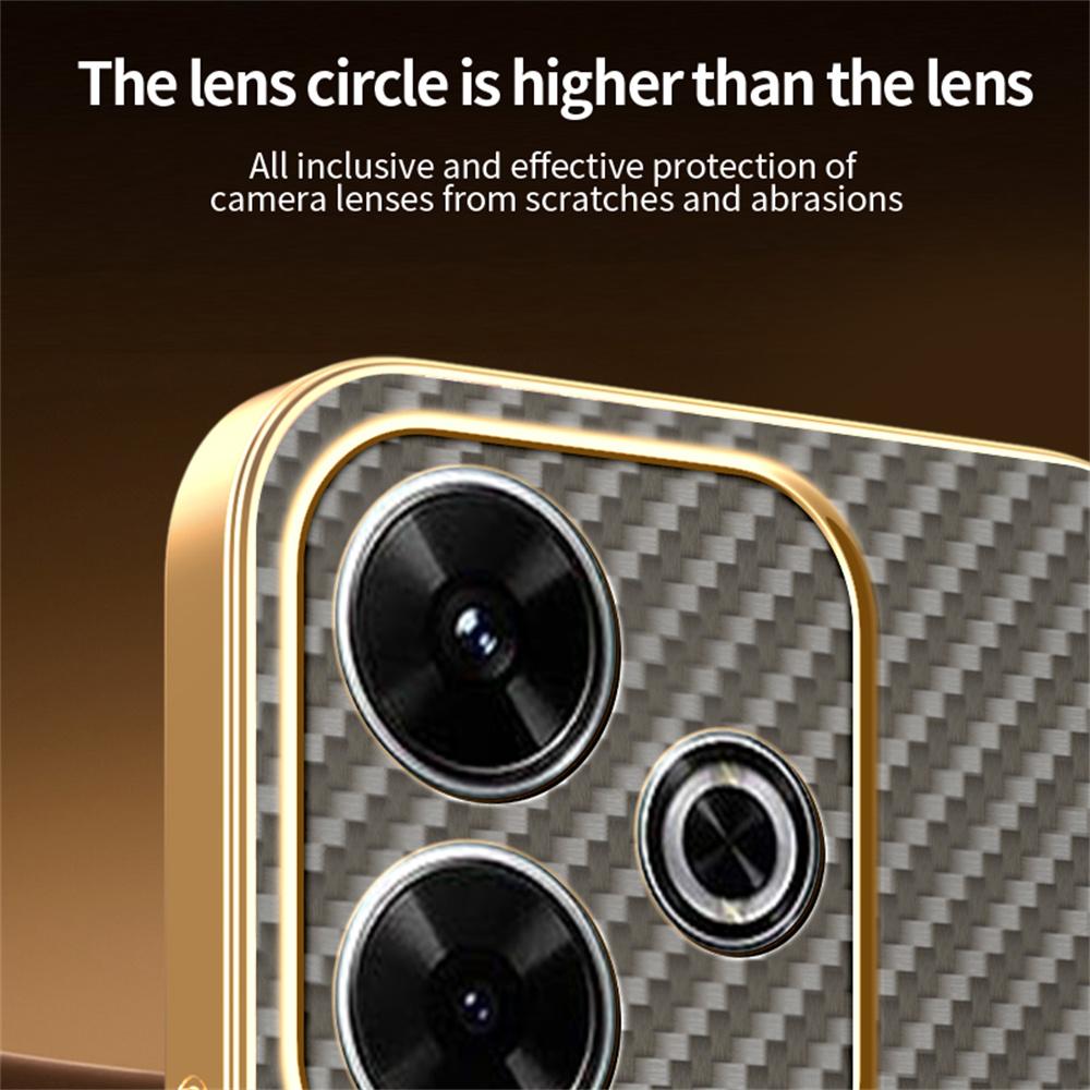 Phone Case For Xiaomi Redmi 13 4G/5G/Note 13R 5G/Poco M6 4G/M6 Plus 5G Carbon Fiber Textured Electroplated TPU Back Cover
