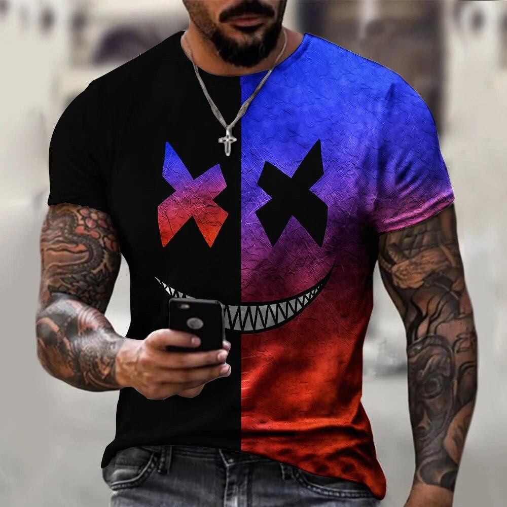 Fashion Casual Oversized Men's Clothes Short Sleeves Anime Hip Hop Plus Size 3D Printed T-Shirt O-Neck Tops