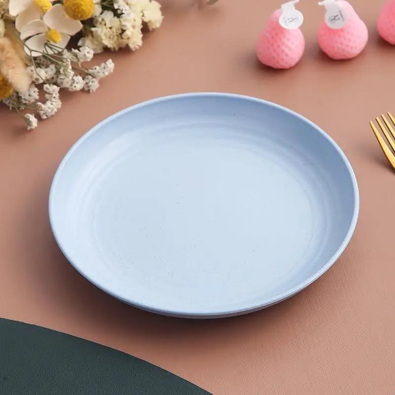 Round Salad Dessert Dinner Plate Stackable Unbreakable BPA Free Assorted Dish Microwave Safe Fruit Plate for Dining Room