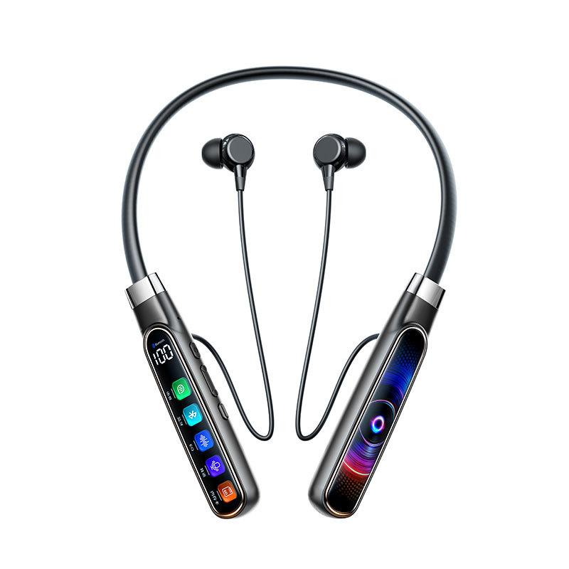 Smart Digital Display Sport Bluetooth Headphone HiFi Stereo Music In-Ear Headset Noise Cancel Microphone Earphones
