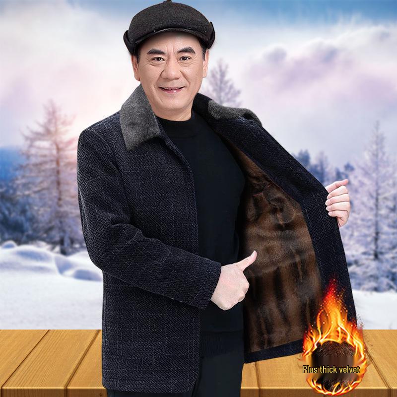 

Men s Corduroy Stand Collar Jacket for Middle-aged & Elderly - Casual Autumn/Winter Outerwear 190 / Suitable for 145-160 lbs