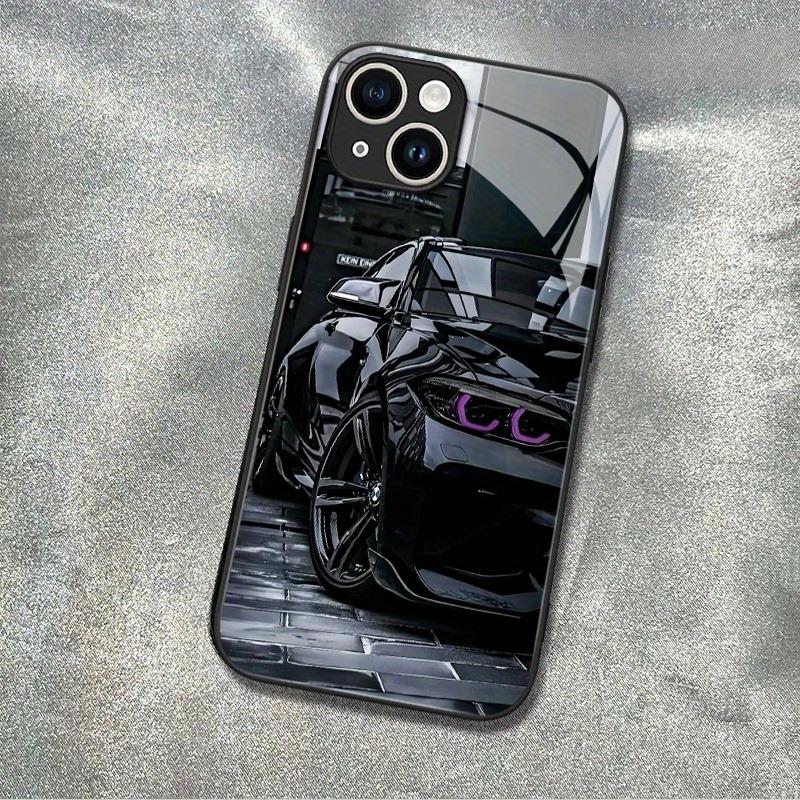 Black Car Purple Light Pattern Glass Phone Case For iPhone 17 Pro Max 16 15 14 13 12 11 Pro 16E 17Air 7 8 Plus XR XS X Cover