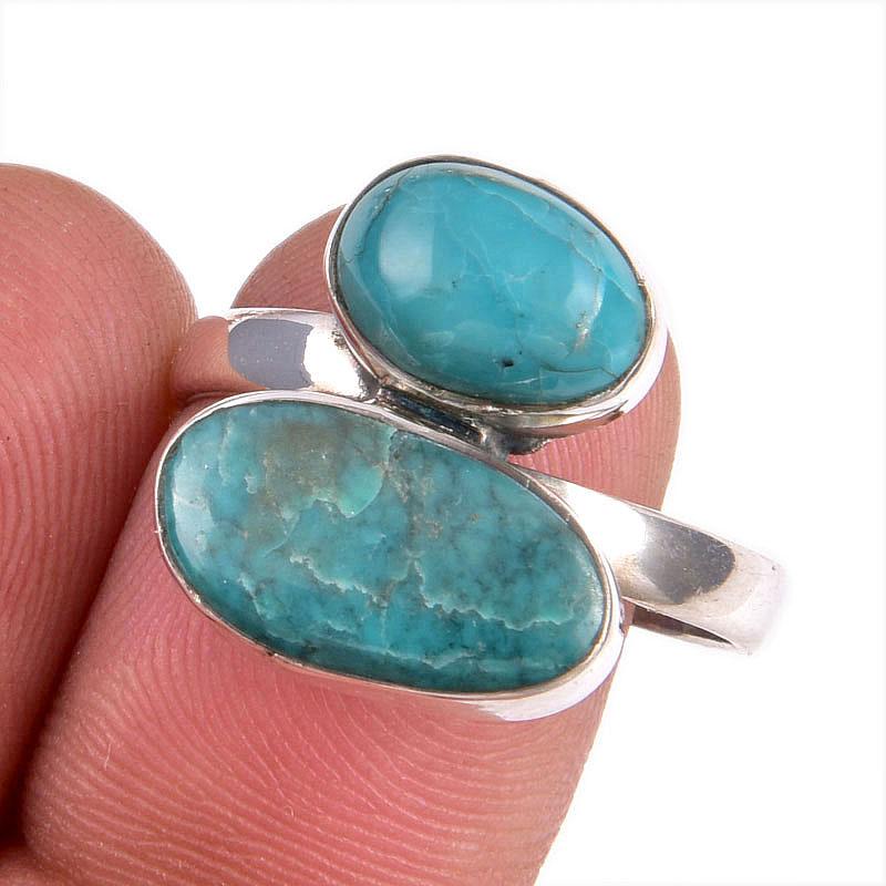 

Natural Tibetan Turquoise Gemstone 925 Sterling Silver Jewelry Ring Size 10 b4U69