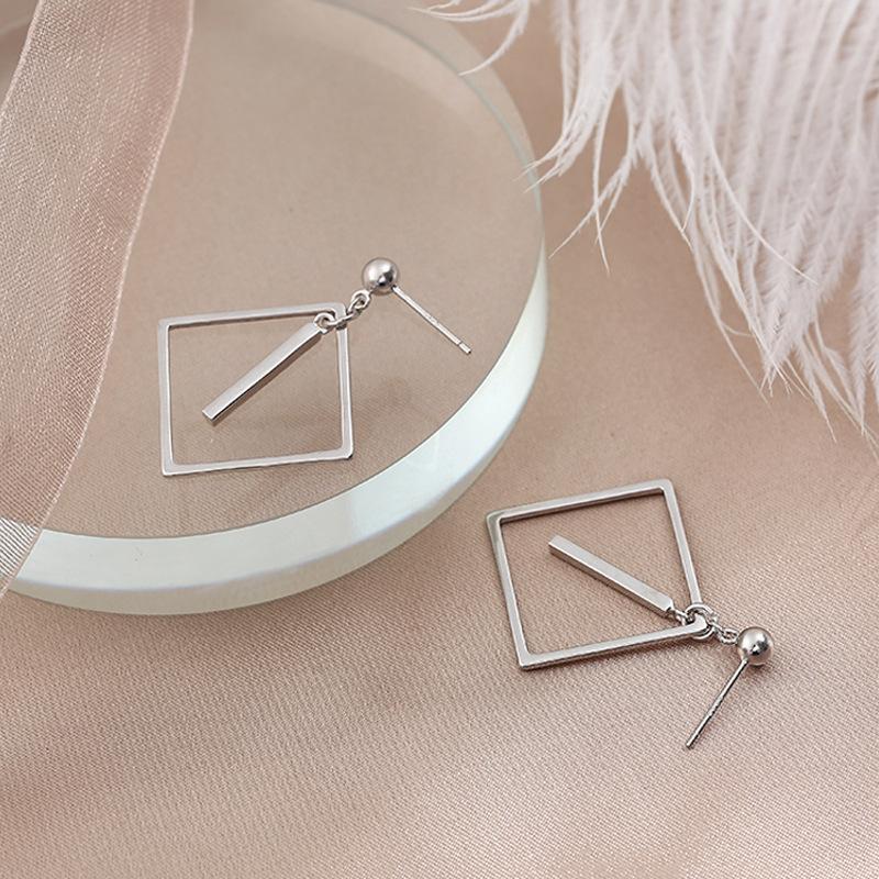 Japanese and Long Strip One-word Stick Triangular Round Square Long Geometric Earrings Simple Personalized Creative Stud Earrings