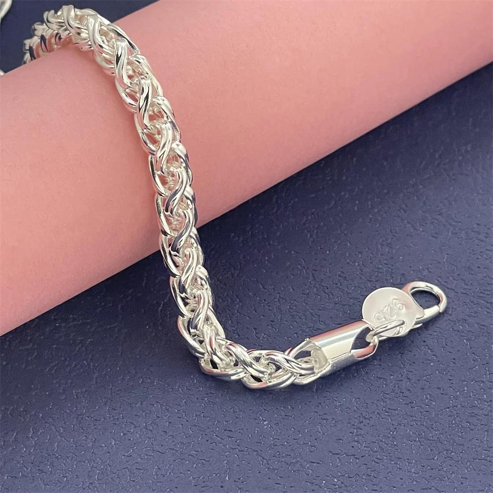 Fashion Jewelry 925 Sterling Silver Bracelet 6MM20CM Suitable for Women Fashion Wedding Party Gift Jewelry