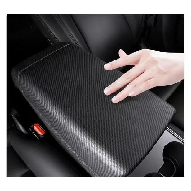 Matte Carbon Fiber ABS Armrest Box Panel Trim Cover for 2017-23 Tesla Model 3 Y
