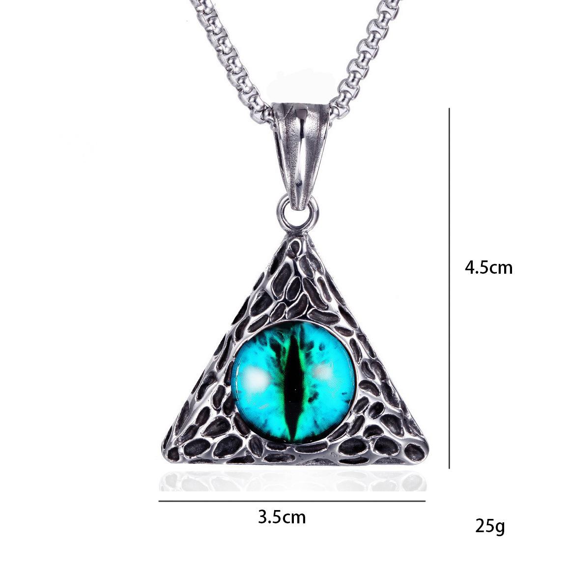 

Новое европейское и американское хип-хоп трендовое ожерелье-подвеска из титановой стали с глазами адского треугольника для мужчин и женщин 50CM(Necklace Size)