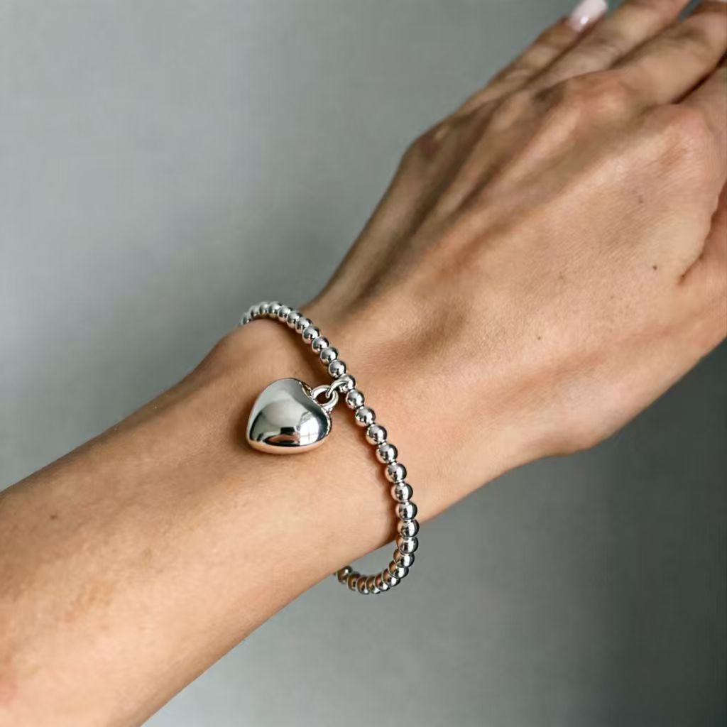 New Punk Personality Minimalist Unique Design Silver Color 5/8/10mm Ball Beading Bracelet for Woman Fashion Jewelry Holiday Gift