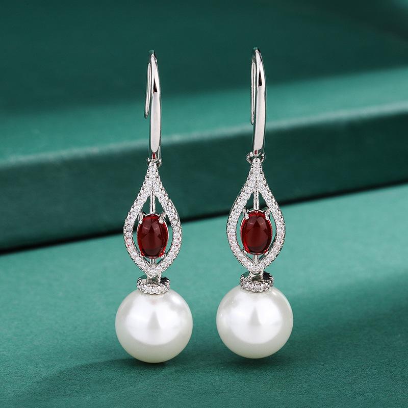 Серьги-пусеты Huamei Long Pearl с серебряной иглой S925, набор с имитацией австралийской раковины, натуральный перламутр