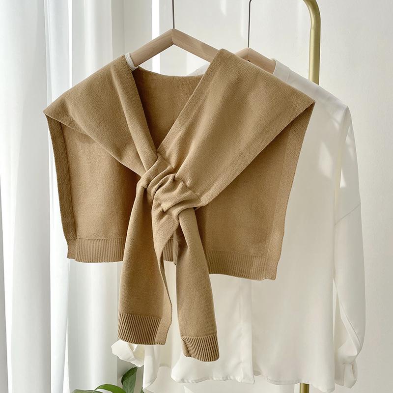 Dongdaemun Korean-Style Knitted Crossover Cape: Double-Sided High-End Shawl & Square Scarf for Spring/Summer