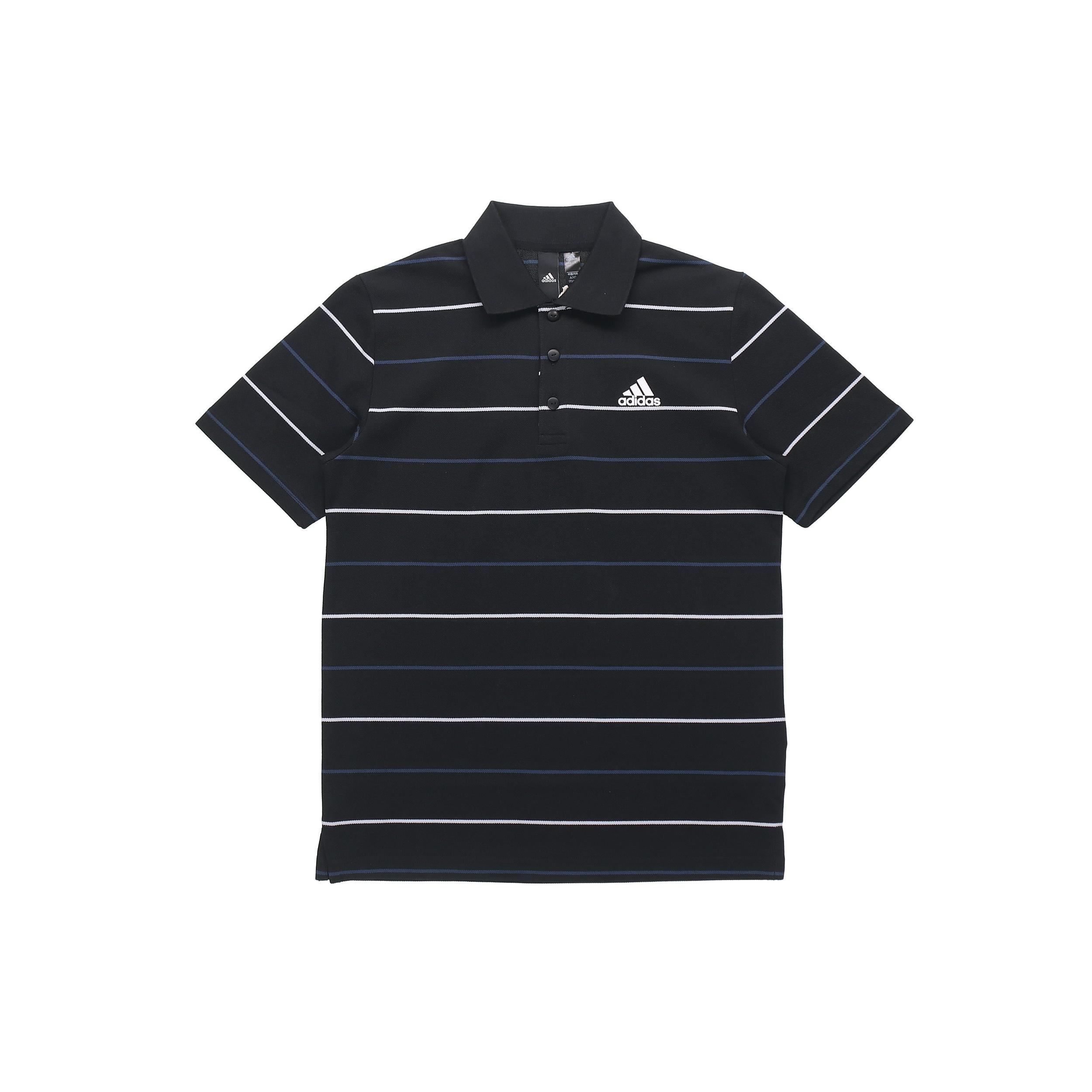 adidas Fi Polo Yarndye Striped Sports Short-sleeved Polo Shirt Men s Black GP1009 S
