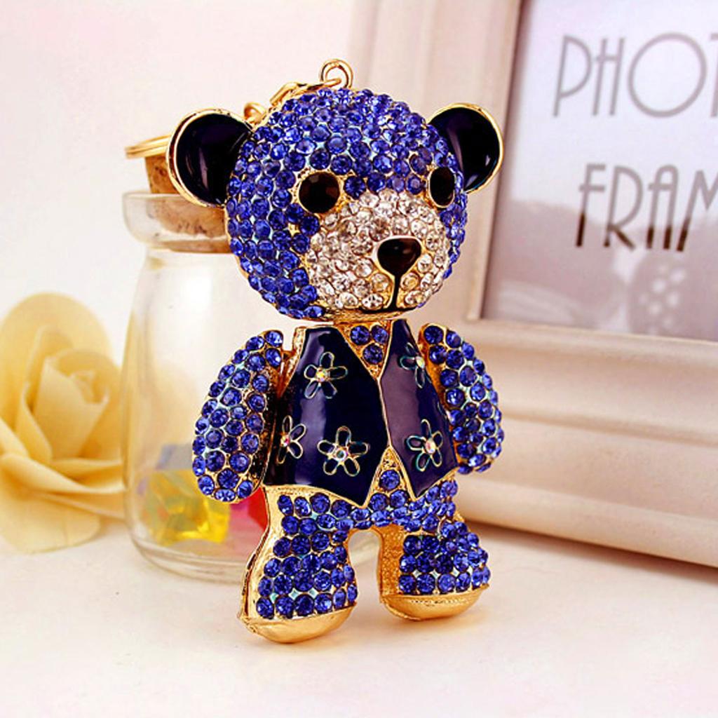 Cute Bear Keychain Adorable Bear Keychain Lovely with Czech Rhinestones and Elastic Buckle for Birthday Valentine Day