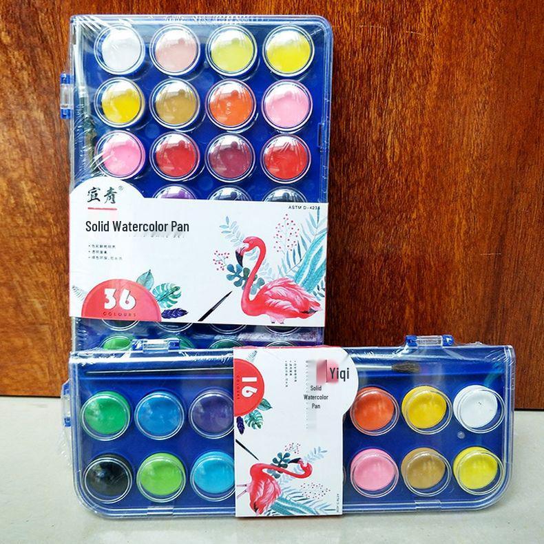Xuan Qing 12/36 Color Pan Pastels: Beginner Transparent Solid Watercolor Paint Set with 28 Colors and Brush