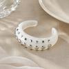 Resin Studded Ring Wide Bangle, Retro Metal Dot Statement Jewelry, Punk Y2K Bold Bracelet Ring for Women Party Daily Outfit