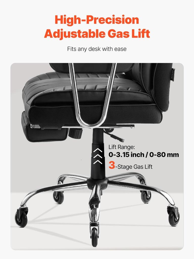 Executive Office Chair High Back Chair Footrest & Removable Armrests Black